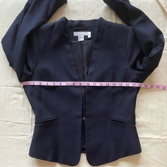 Navy (à pois) Cropped Tuxedo Jacket  w.Micro-Puff-Sleeves - Picture 3 of 6